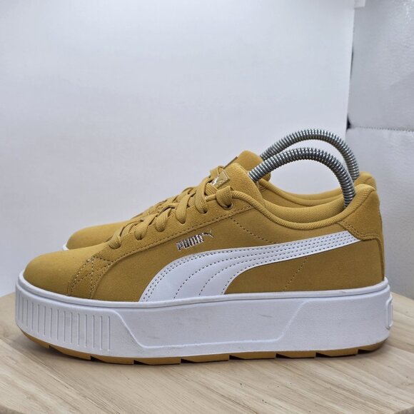 Puma Shoes - Womens Size 7.5 - PUMA SUEDE MAYU‎ Platform Sneakers Yellow/White